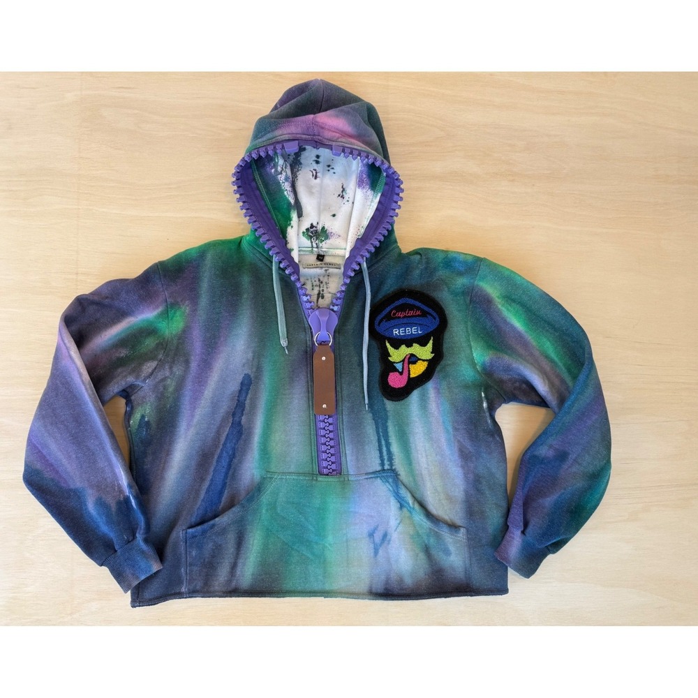 Captain Rebel Galaxy Aurora Tie Dye Oversized Zip Up Hoodie Unisex - M